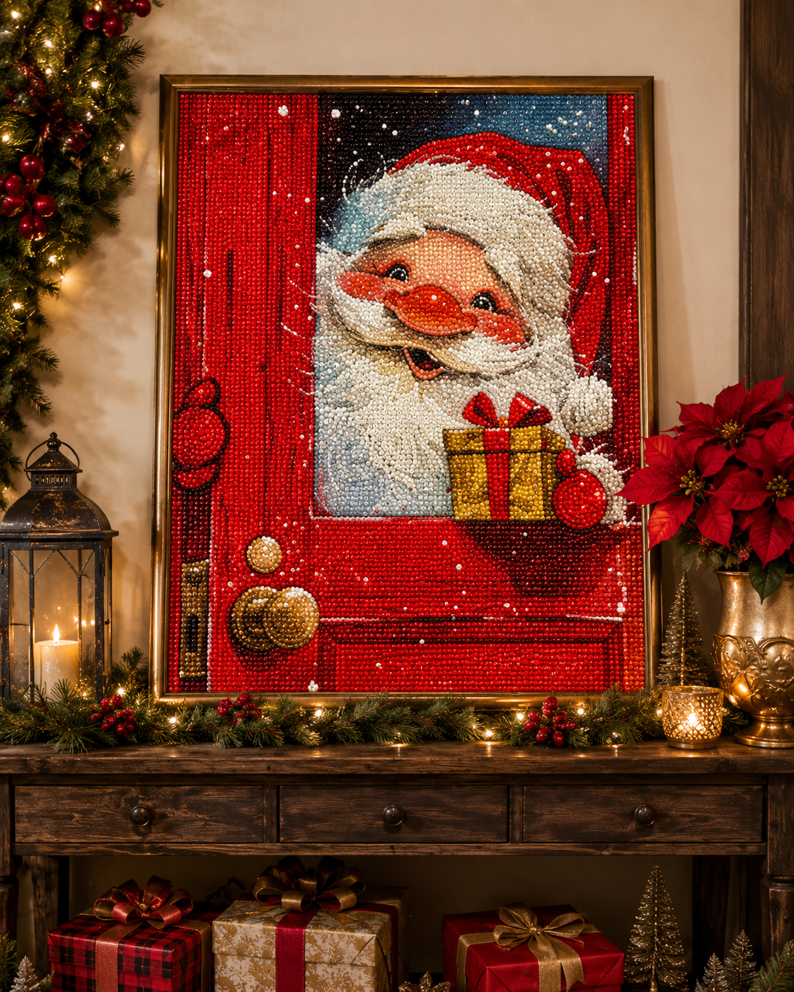 Cute Santa at the Door Diamond Painting Kit-11.8" x 11.8"
