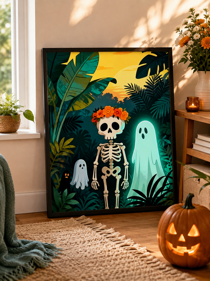 Tropical Skeleton &amp; Ghost Halloween Diamond Painting Kit 💀-11.8" x 11.8"