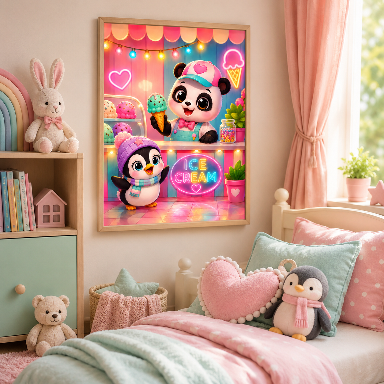 🐼🍦 Kawaii Panda &amp; Penguin Ice Cream Diamond Painting Kit