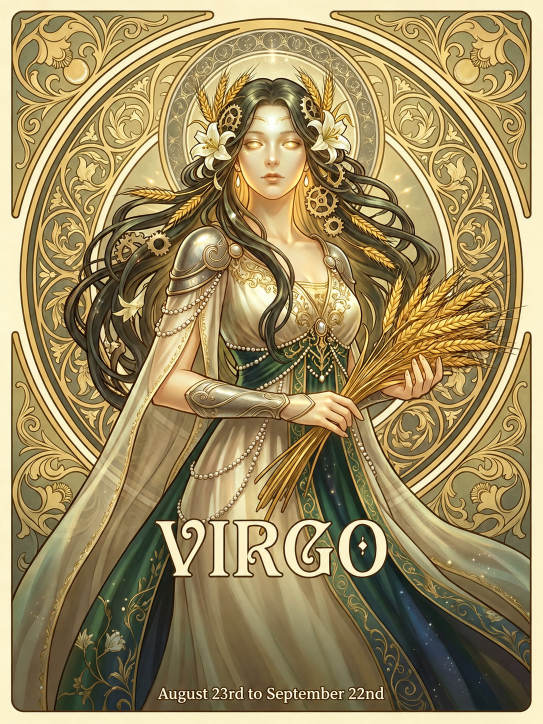 12 Zodiac Art Nouveau Diamond Painting Kits – Vintage Celestial Goddess DIY Wall Art