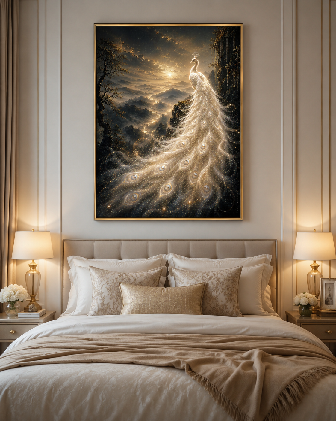 Golden White Peacock Diamond Painting Kit