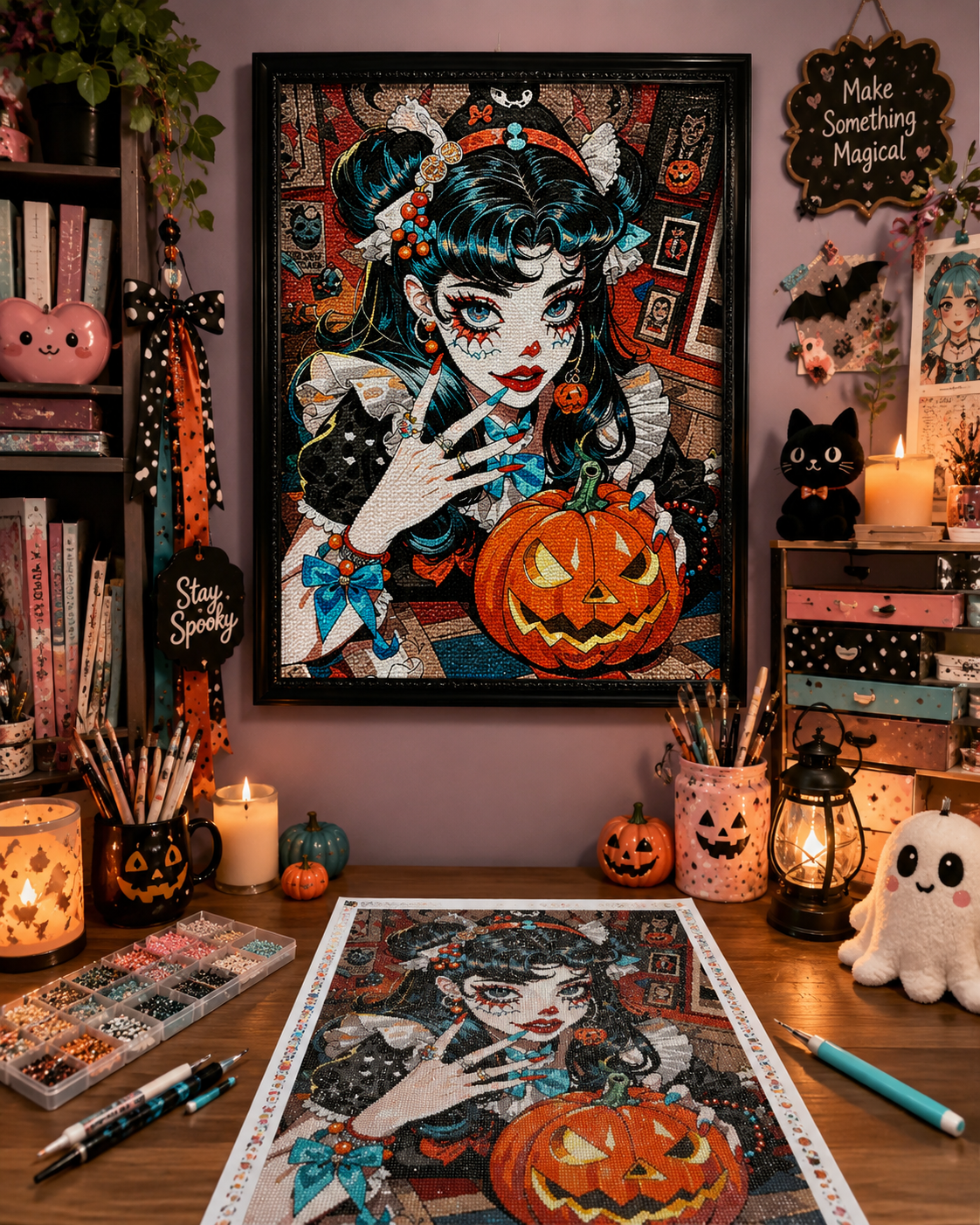 Gothic Halloween Girl Diamond Painting Kit-11.8&