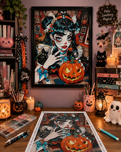 Gothic Halloween Girl Diamond Painting Kit-11.8&