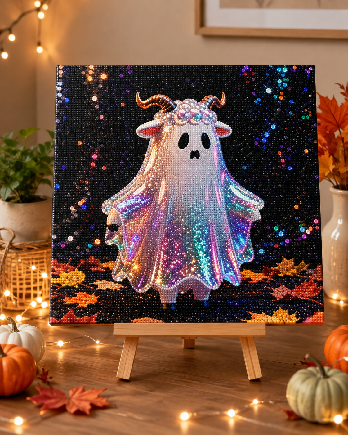 Cute Ghost Ram Halloween Diamond Painting Kit 👻-11.8" x 11.8"