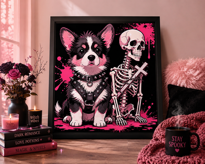 Punk Puppy &amp; Skeleton Gothic Diamond Painting Kit 🐶-11.8" x 11.8"