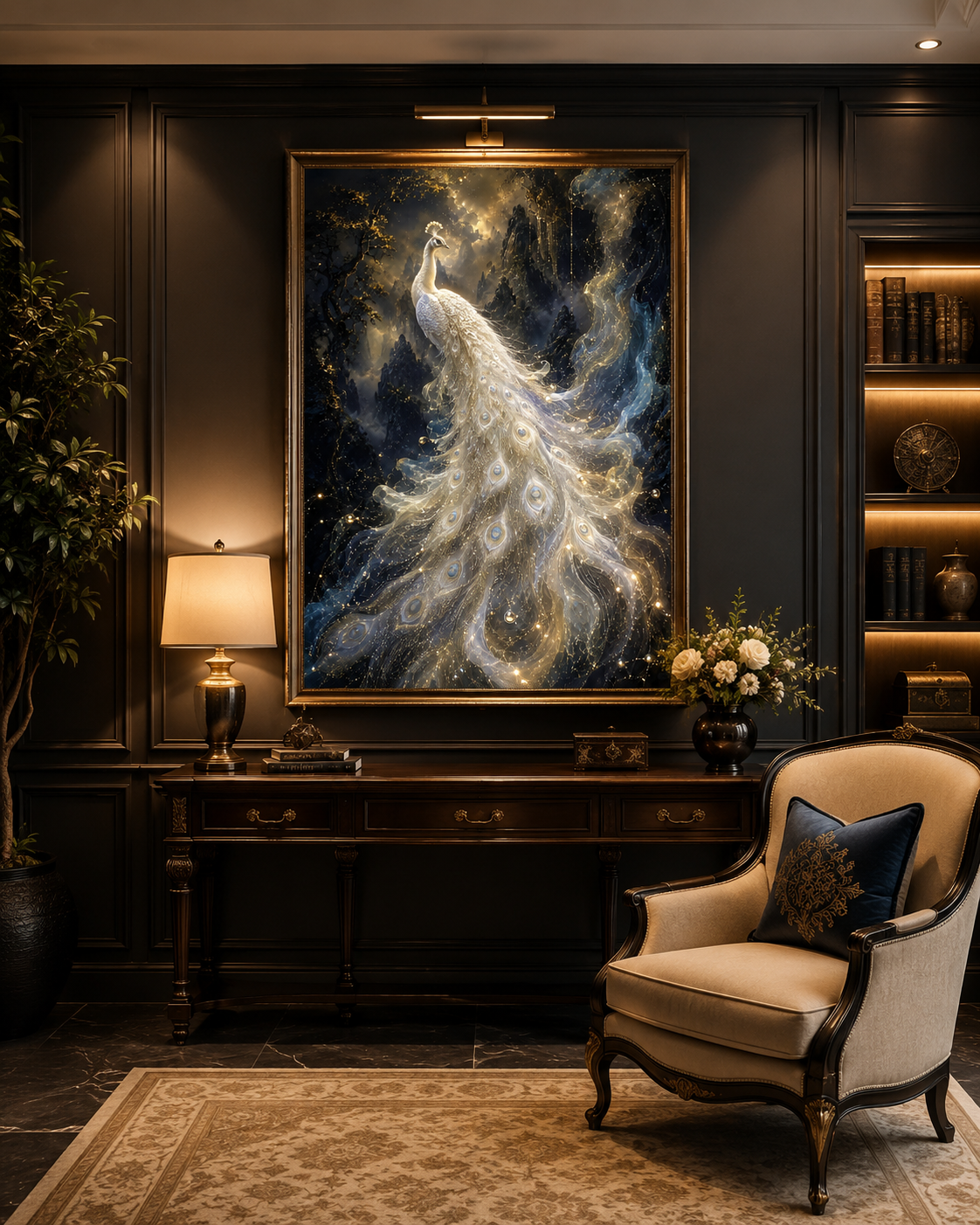 Luminous White Peacock Diamond Painting Kit