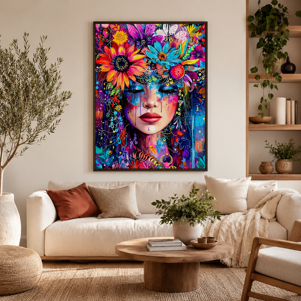 Vibrant Floral Goddess Wall Art 🌺RW10-11.8"x 15.7&