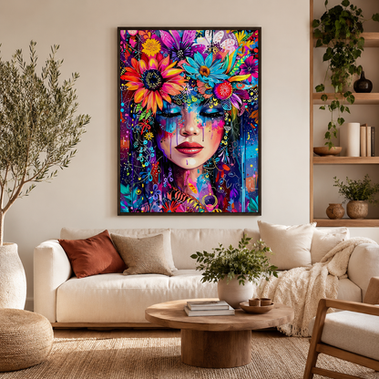Vibrant Floral Goddess Wall Art 🌺RW10-11.8"x 15.7&