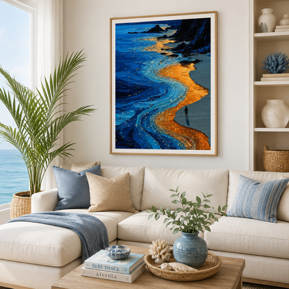 Golden Shoreline Ocean Wall Art FJ19-11.8"x 15.7&