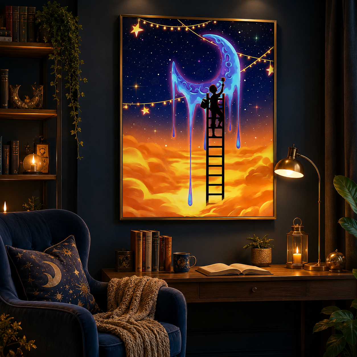 Moon Painter Fantasy Wall Art 🌙HH02-11.8"x 15.7&