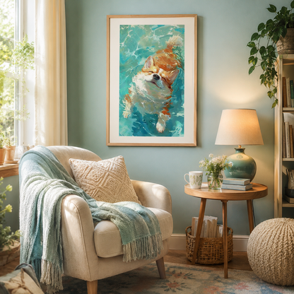 Cute Swimming Corgi Wall Art DW33-11.8"x 15.7&