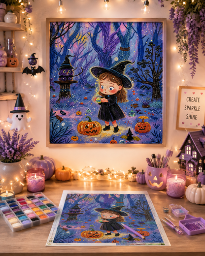 Cute Little Witch Diamond Painting Kit-11.8" x 11.8"