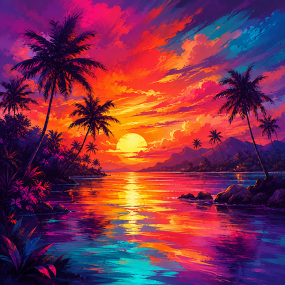 Tropical Sunset Palm Tree