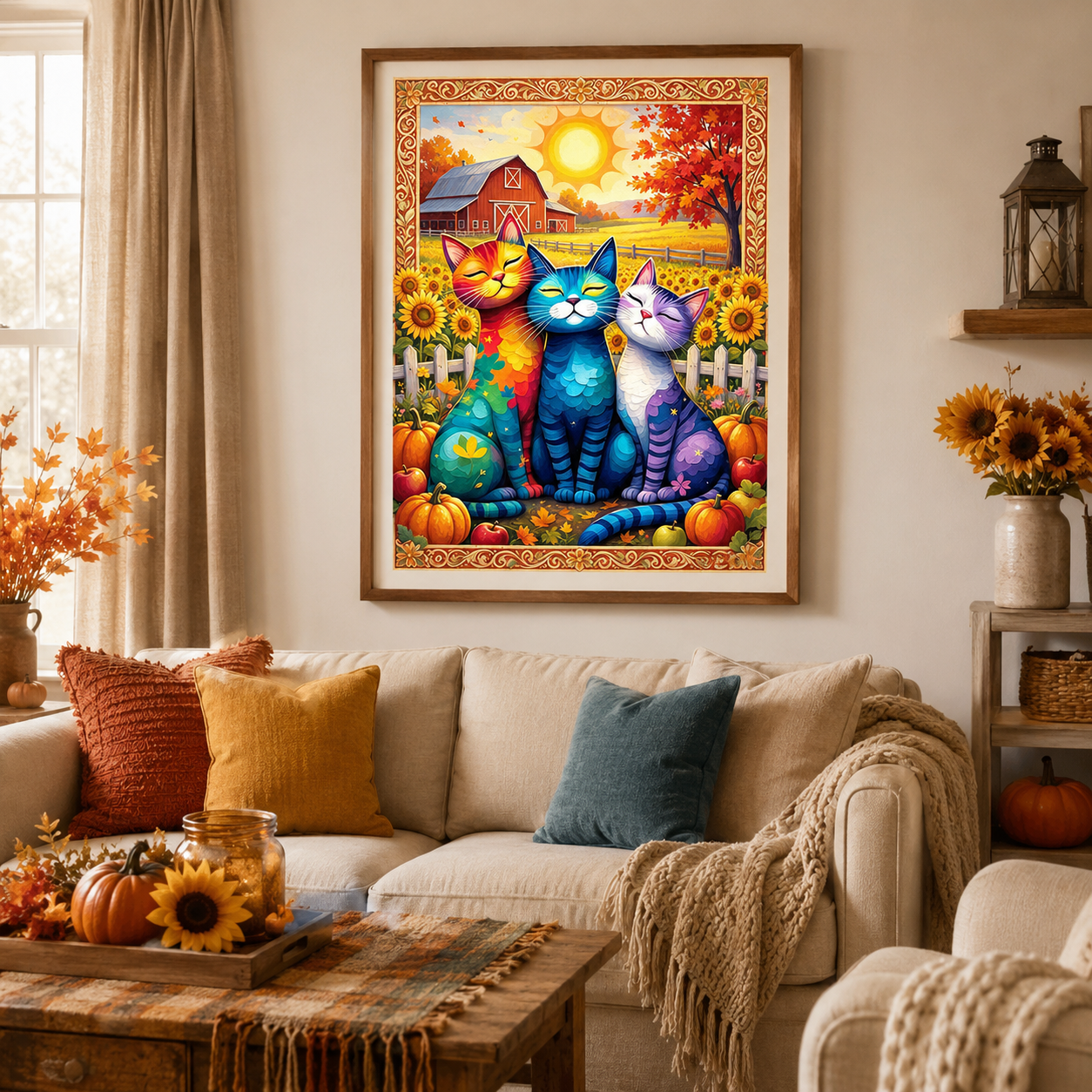 Autumn Cats Farmhouse Wall Art DW8-11.8"x 15.7&
