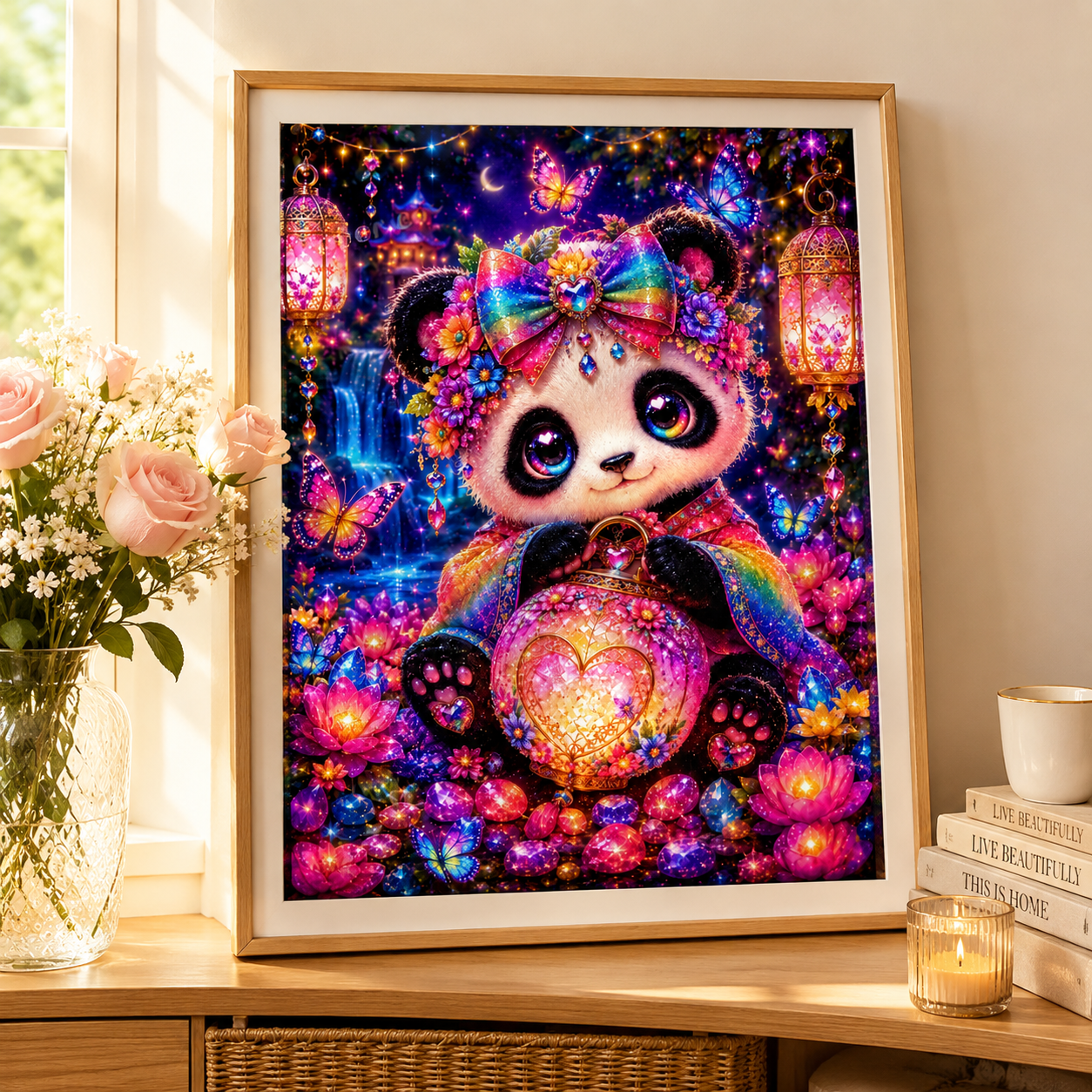 🐼 Magical Rainbow Panda Diamond Painting Kit