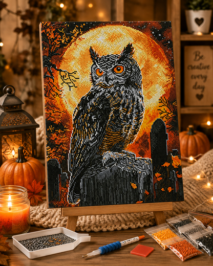 🦉 Moonlit Owl Diamond Painting-11.8" x 15.7"