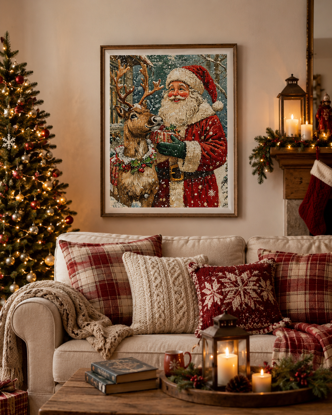 Santa and Reindeer Diamond Painting Kit-11.8" x 15.7"