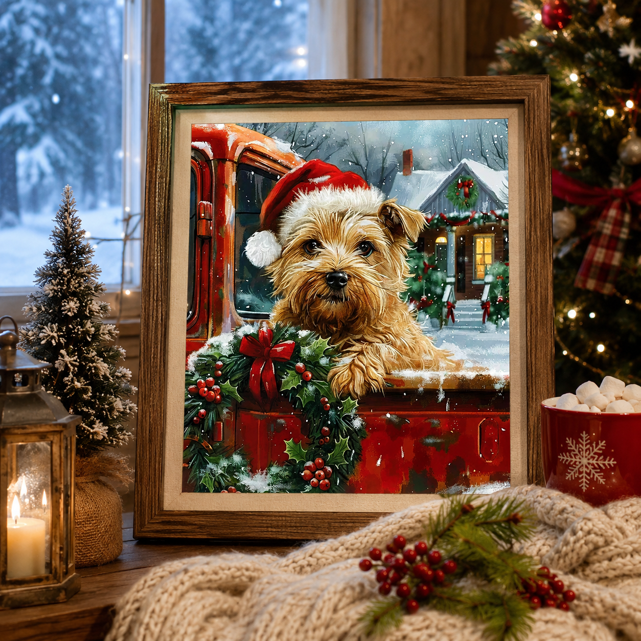 Christmas Dog Diamond Painting Kit-11.8" x 15.7"