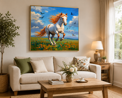 Running White Horse Diamond Painting Kit