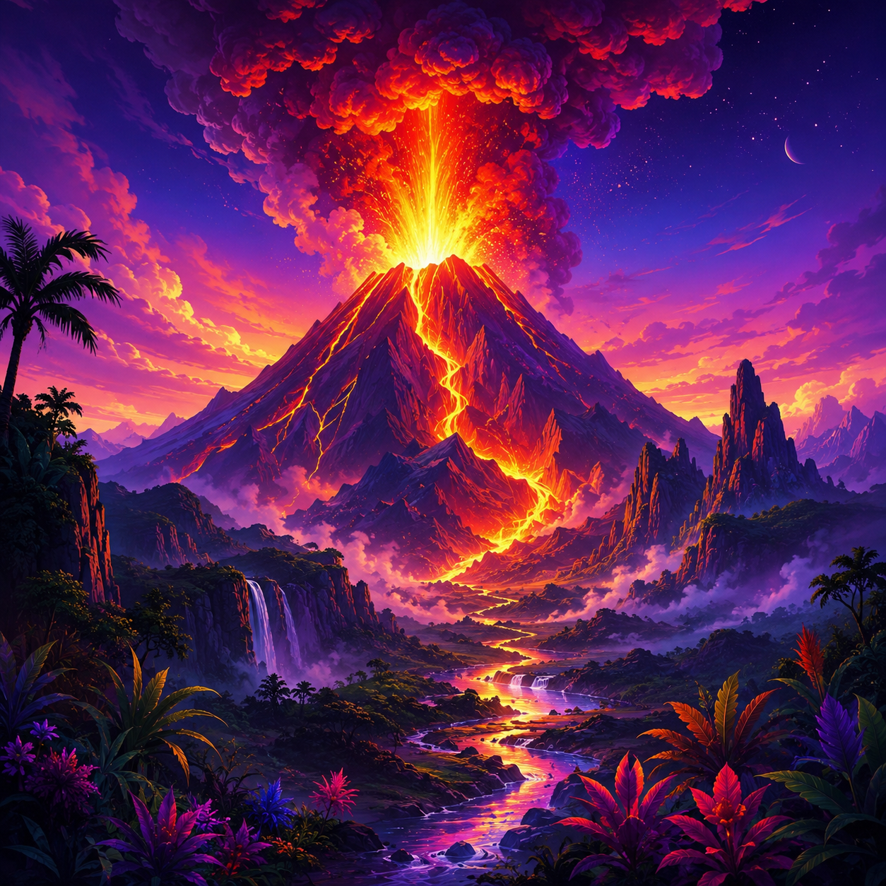 Erupting Volcano Fantasy Diamond Painting Kit