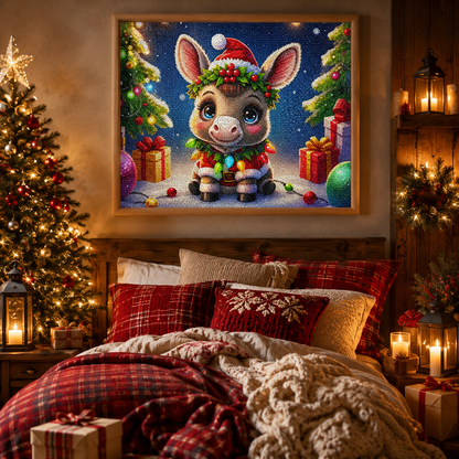 Cute Christmas Donkey Diamond Painting Kit-11.8" x 15.7"
