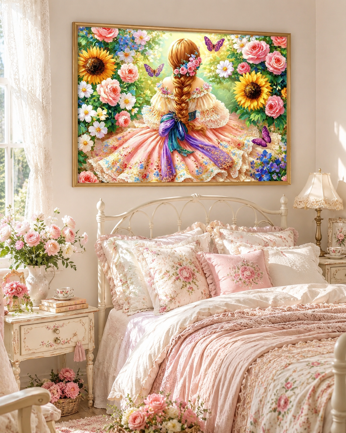 Sunflower Garden Maiden Floral Wall Art 🌻