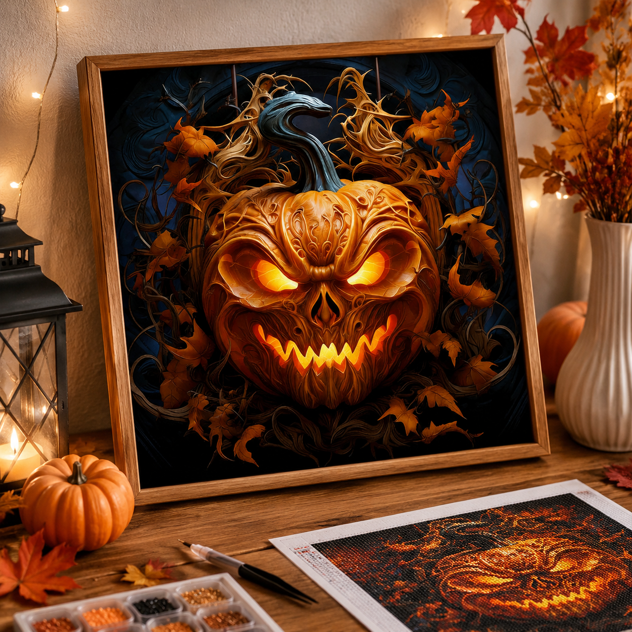 Spooky Glowing Pumpkin Diamond Painting Kit-11.8" x 11.8"