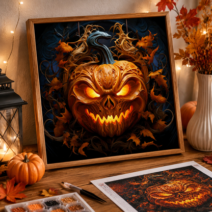 Spooky Glowing Pumpkin Diamond Painting Kit-11.8" x 11.8"