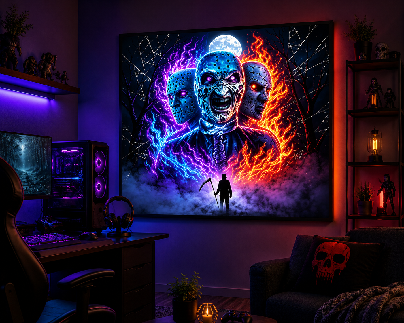 Neon Horror Mask Diamond Painting Kit