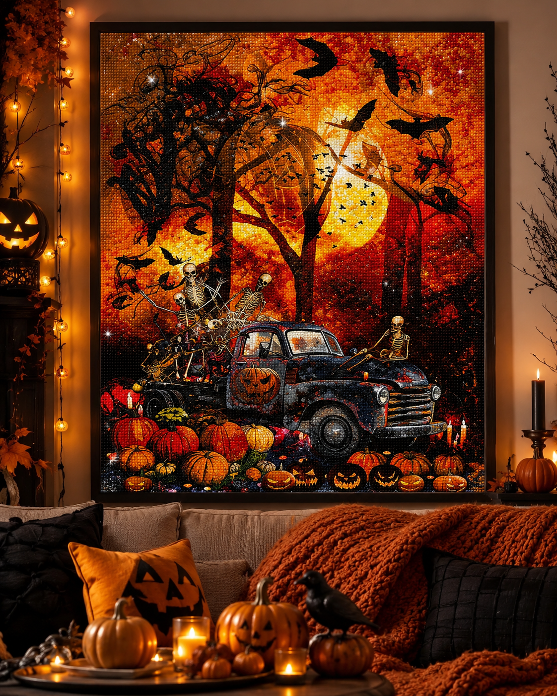 🎃 Skeleton Truck Halloween Diamond Painting-11.8" x 15.7"
