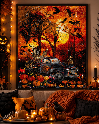 🎃 Skeleton Truck Halloween Diamond Painting-11.8" x 15.7"