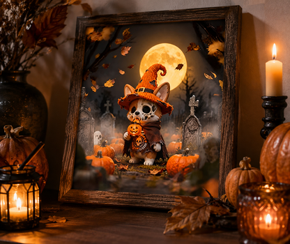 Cute Witch Corgi Halloween Diamond Painting Kit 🐶-11.8" x 11.8"