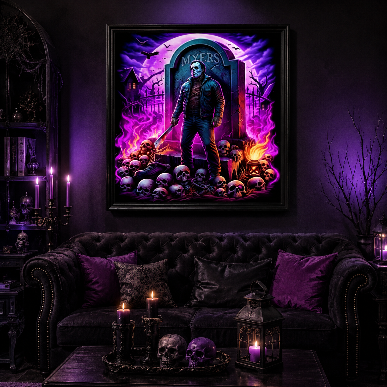 Neon Graveyard Horror Diamond Painting Kit