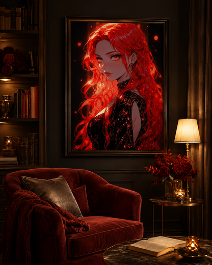 Crimson Flame Goddess Fantasy Wall Art 🔥