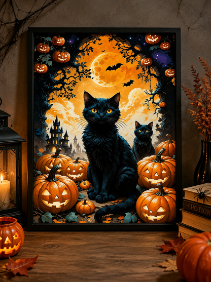 🎃 Black Cats Halloween Diamond Painting-11.8" x 15.7"