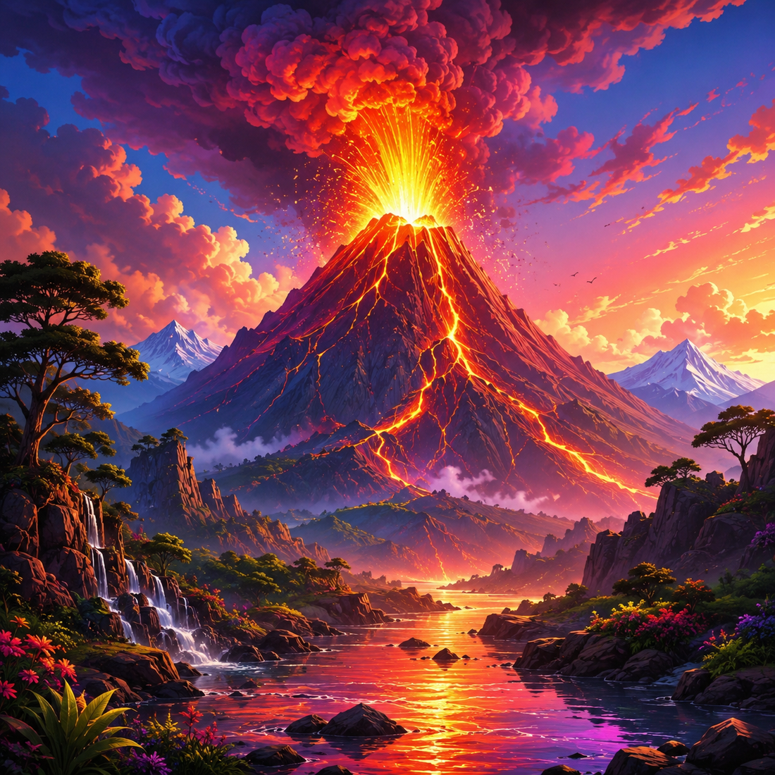 Erupting Volcano Fantasy Diamond Painting Kit