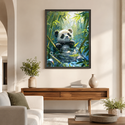 Cute Baby Panda in Bamboo Forest Diamond Painting Kit