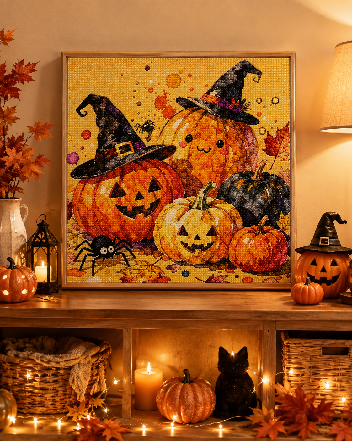 Cute Pumpkin Witch Halloween Diamond Painting Kit 🎃-11.8" x 11.8"