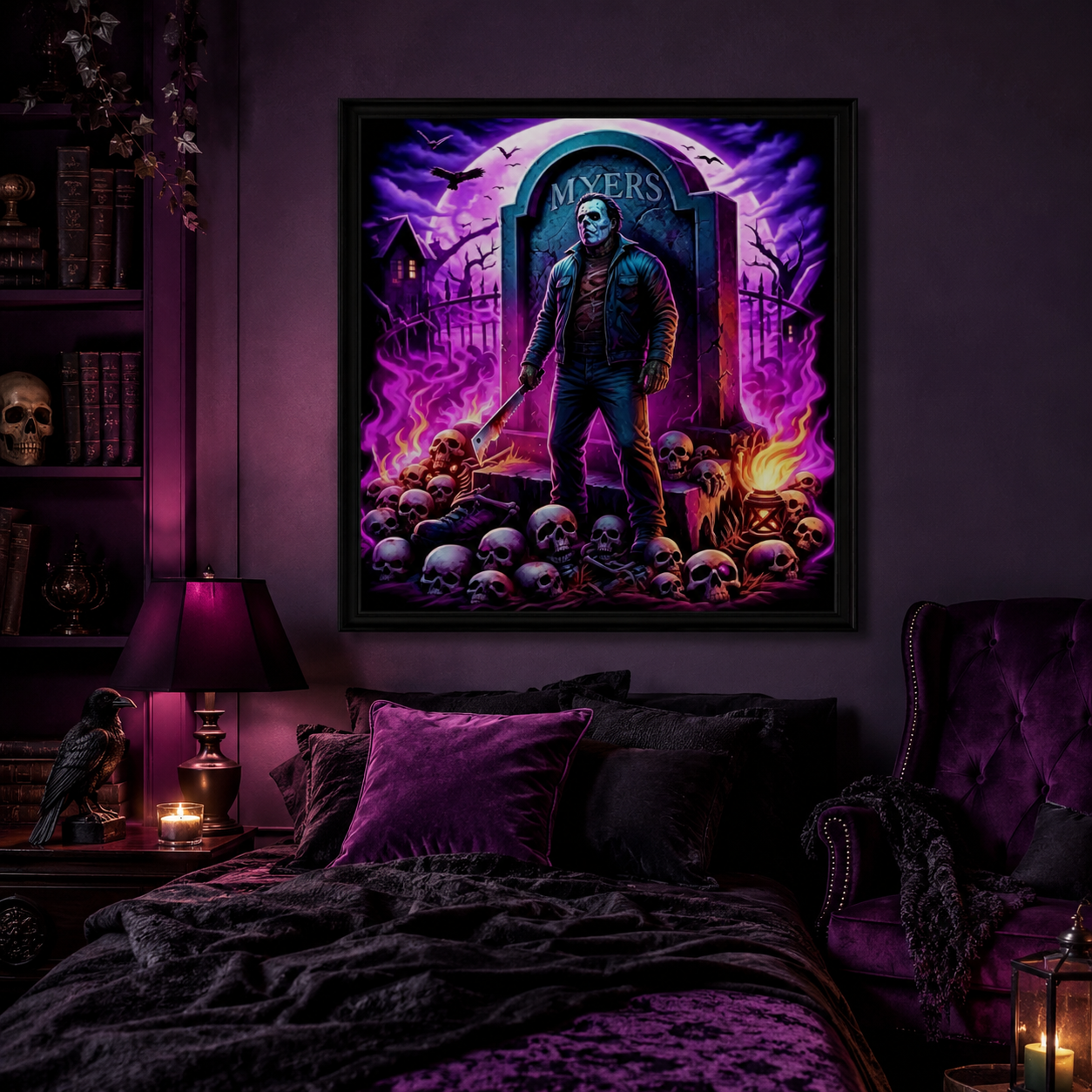 Neon Graveyard Horror Diamond Painting Kit