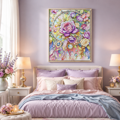 Floral Dreamcatcher Rose Wall Art 🌸HH08-11.8"x 15.7&