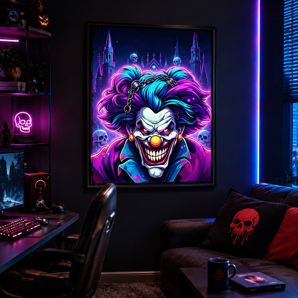 Neon Evil Clown Diamond Painting Kit