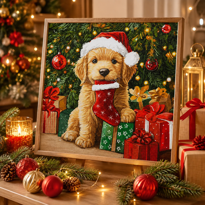 Christmas Puppy Diamond Painting Kit-11.8" x 11.8"