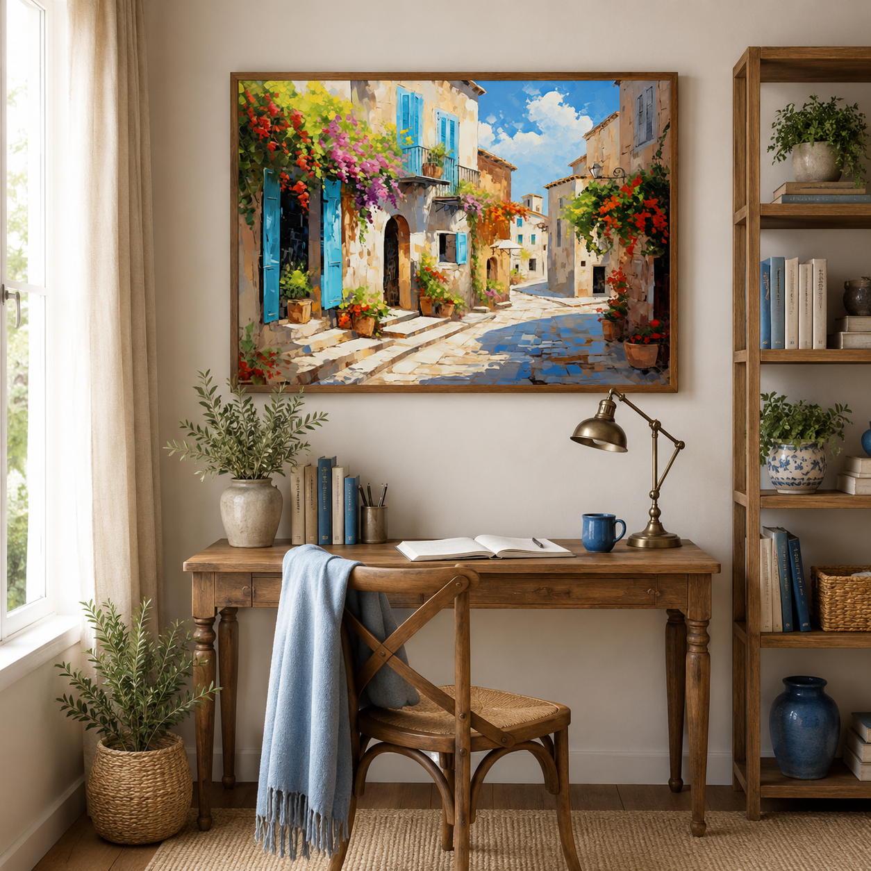 Mediterranean Village Street Wall Art FJ30-15.7" x 11.8"