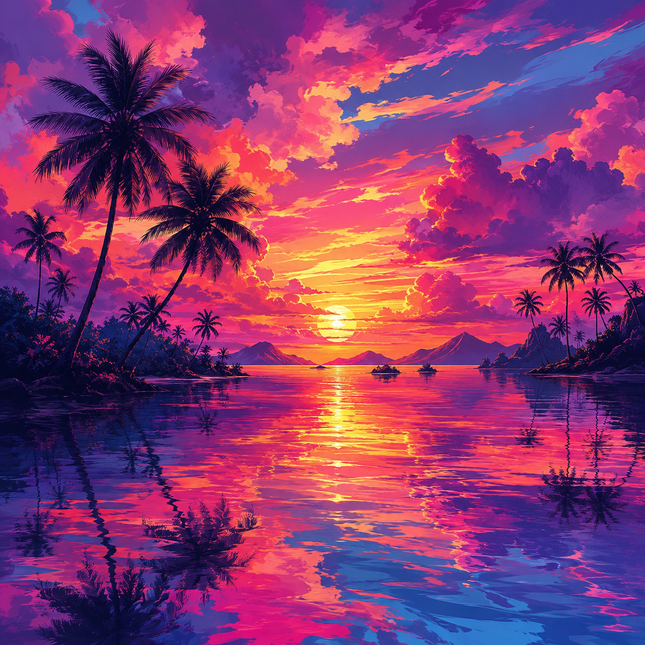 Tropical Sunset Palm Tree Diamond Painting Kit
