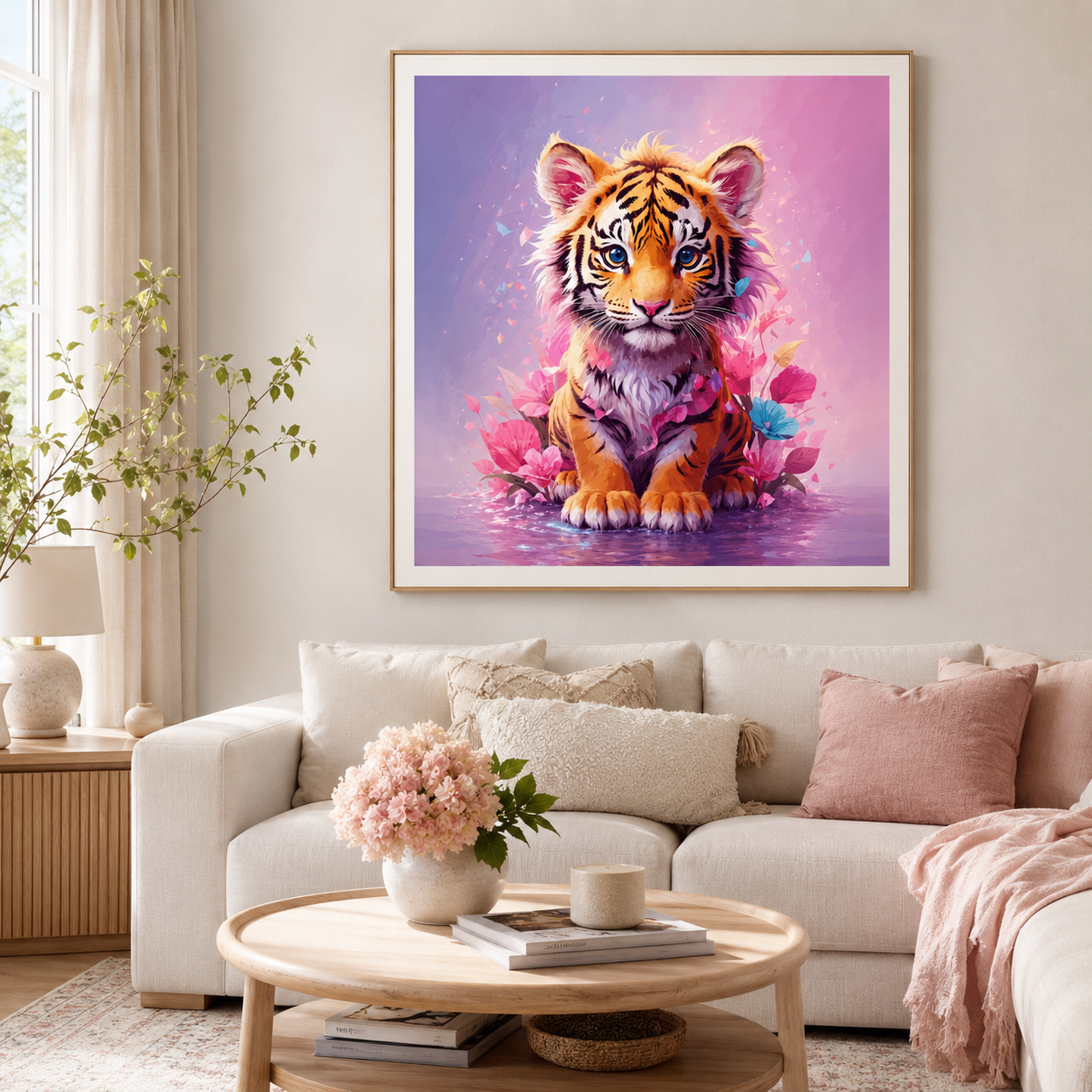 🐯 Cute Tiger Cub Flower Diamond Painting Kit