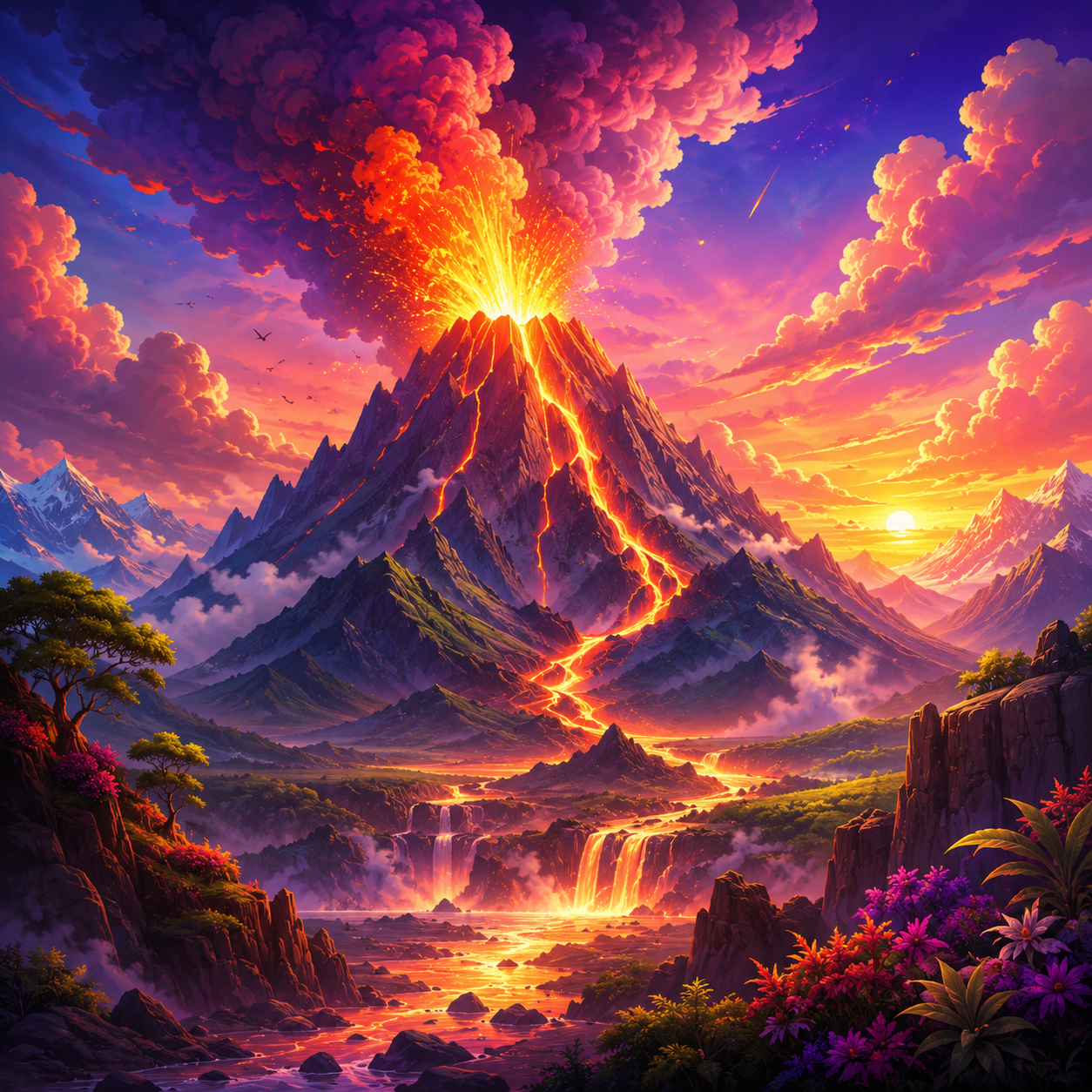 Erupting Volcano Fantasy Diamond Painting Kit