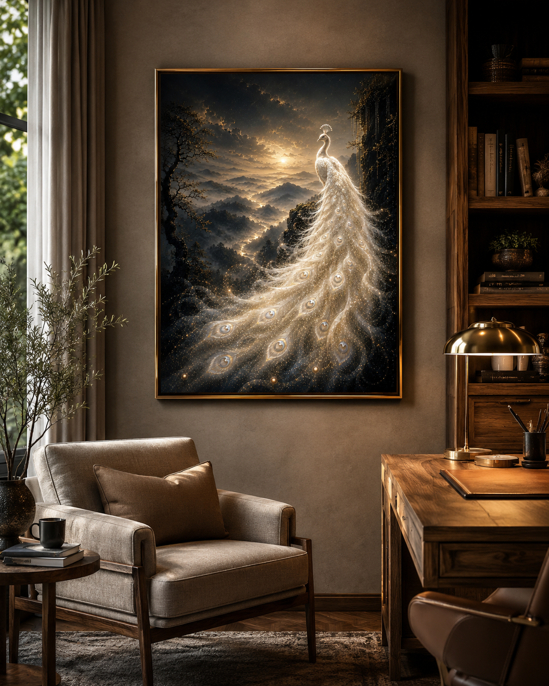 Golden White Peacock Diamond Painting Kit