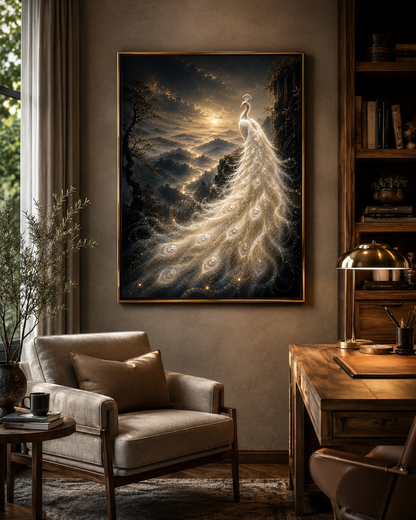 Golden White Peacock Diamond Painting Kit