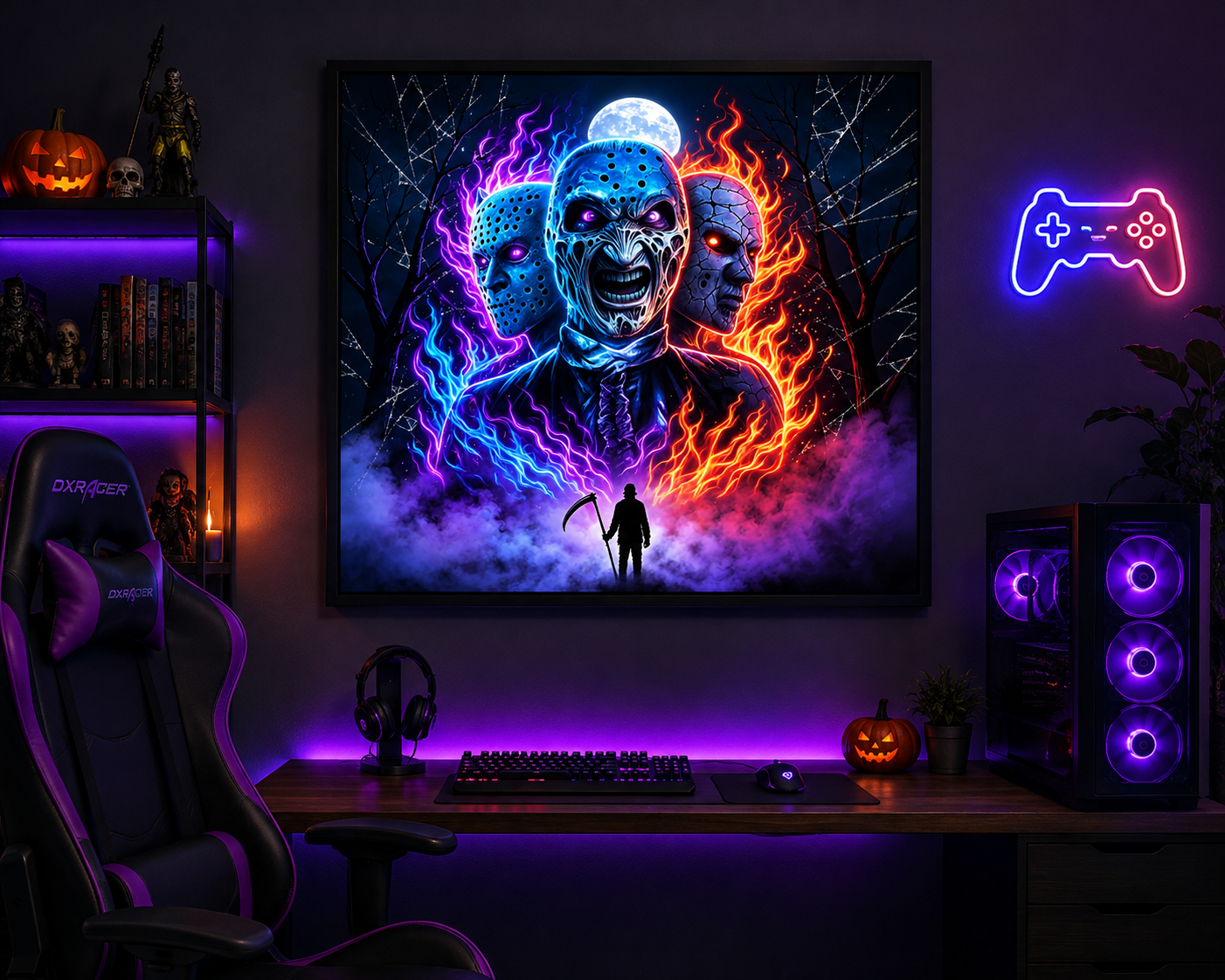 Neon Horror Mask Diamond Painting Kit