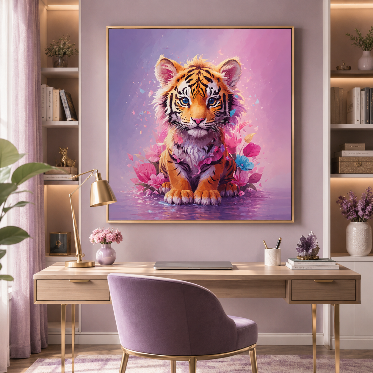 🐯 Cute Tiger Cub Flower Diamond Painting Kit